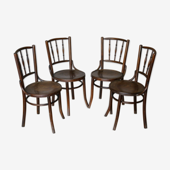 4 wooden bistro chairs 50s