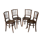 4 wooden bistro chairs 50s