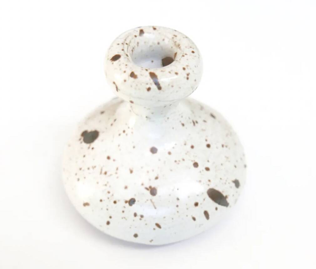 White speckled black ceramic vase with a neck, 1960s.