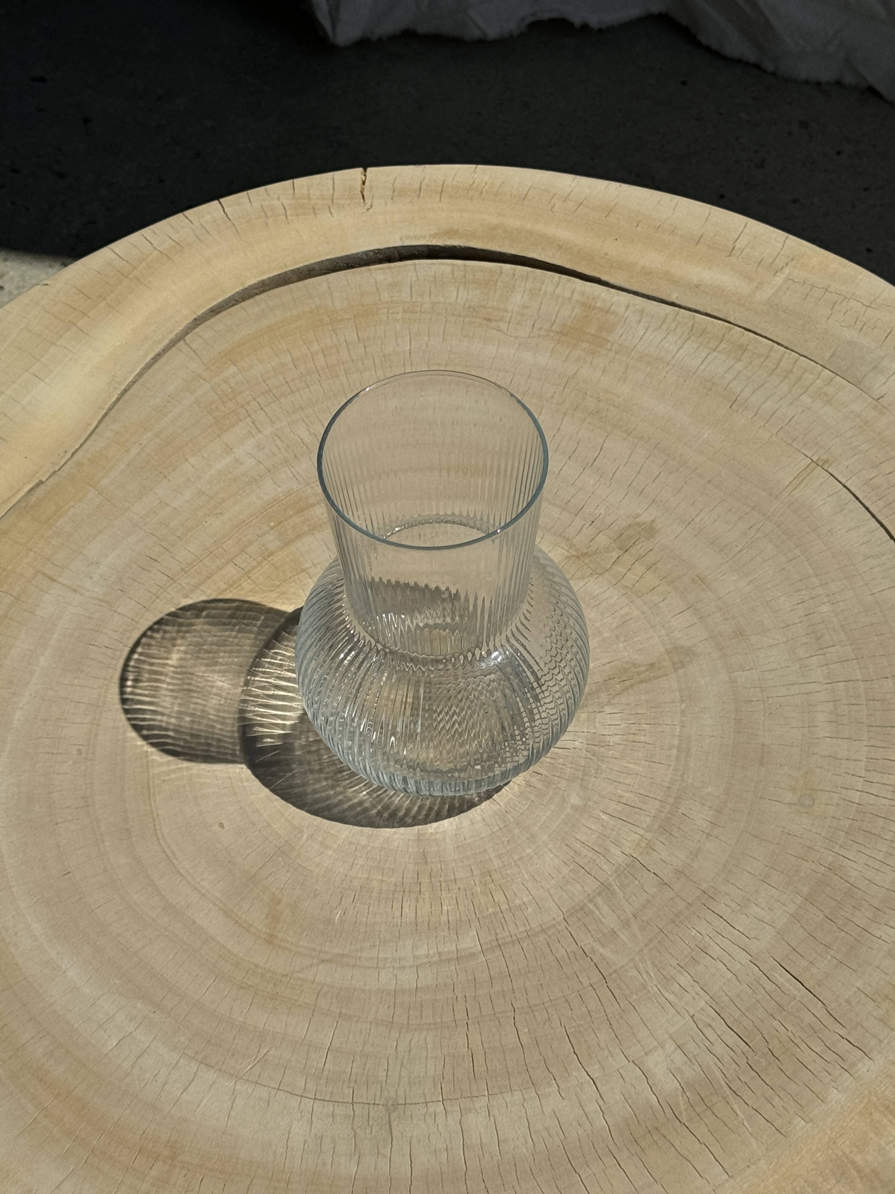 Ribbed glass ball vase