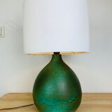 Ceramic lamp fig color green signed Culis