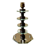 Art deco mirror glass & wood lamp base modernist design