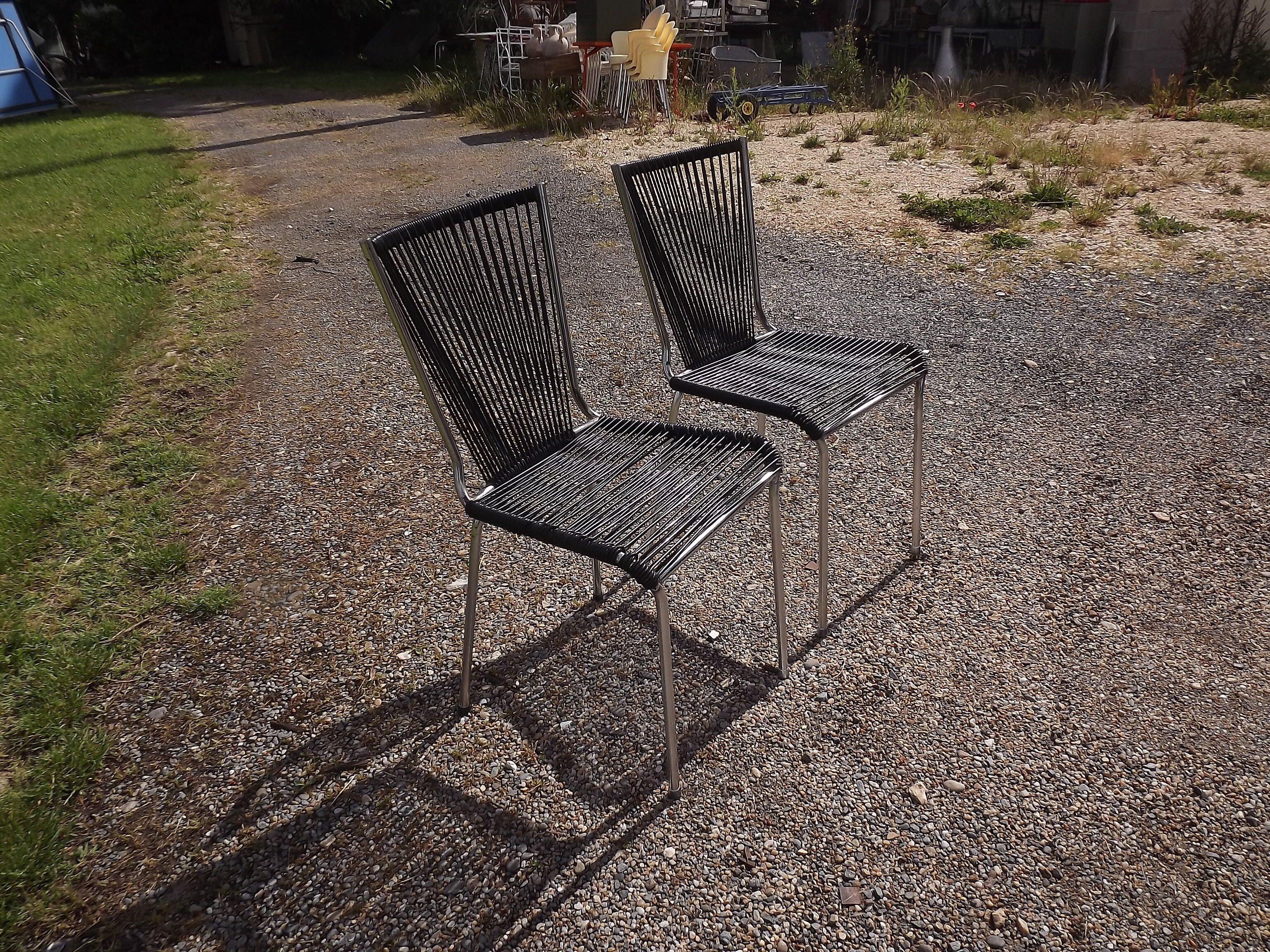 Pair of chairs scoubidou of the years 60