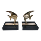 Pair of designer black marble bronze fish bookends