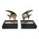 Pair of designer black marble bronze fish bookends