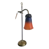 Lampe de notaire réglable Tulipe verre marmoréen 1900