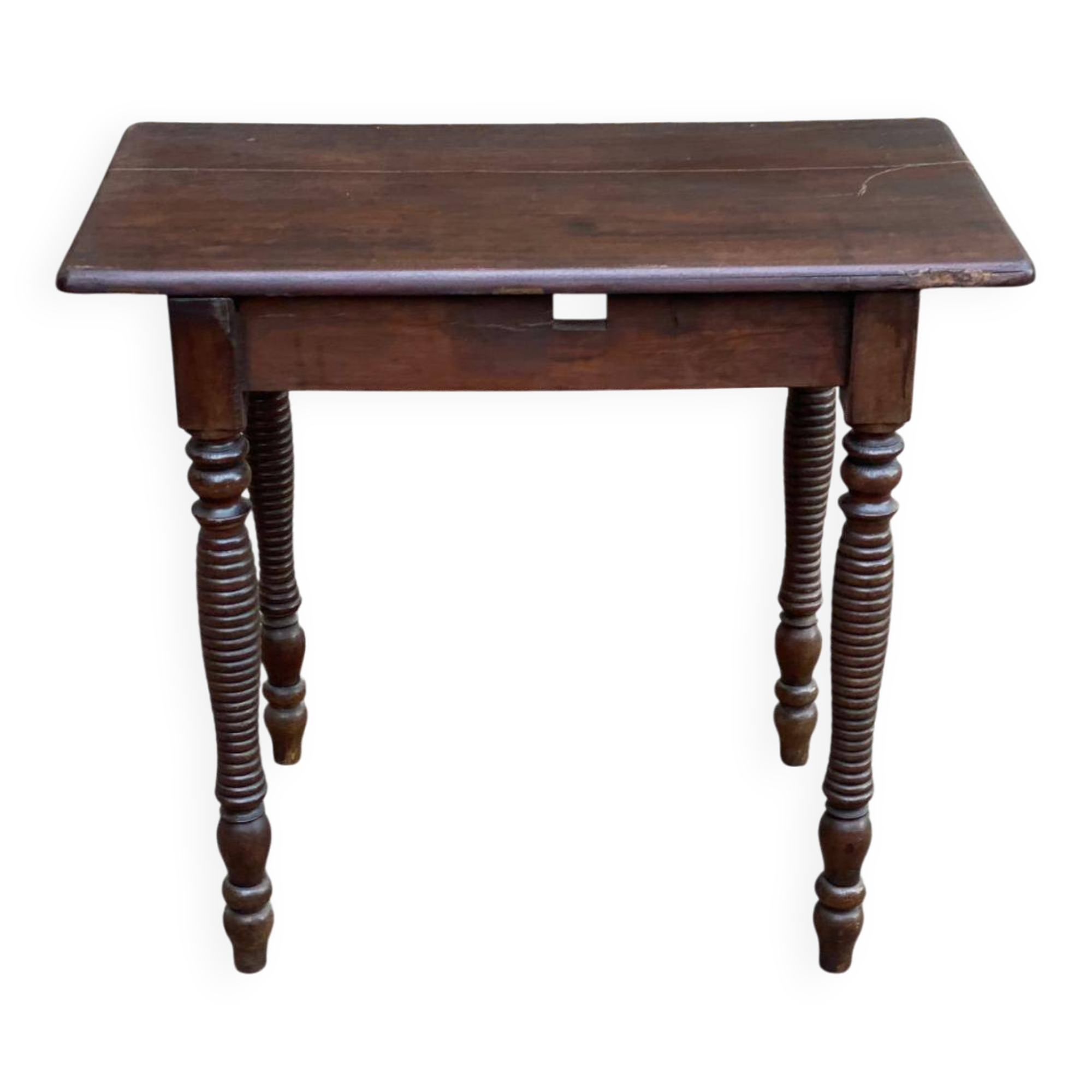 Solid wood table with turned legs, 19th century, 77x42cm