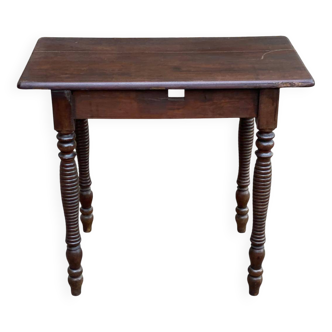 Solid wood table with turned legs, 19th century, 77x42cm
