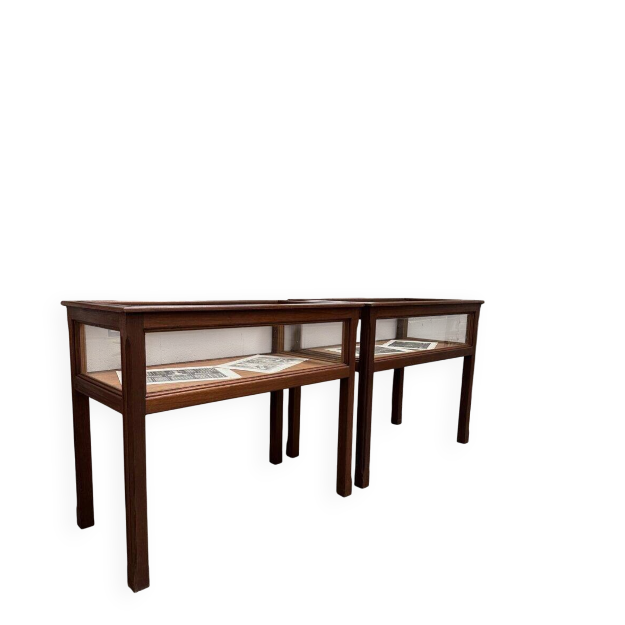 Pair of mahogany display cabinets from the 1960s