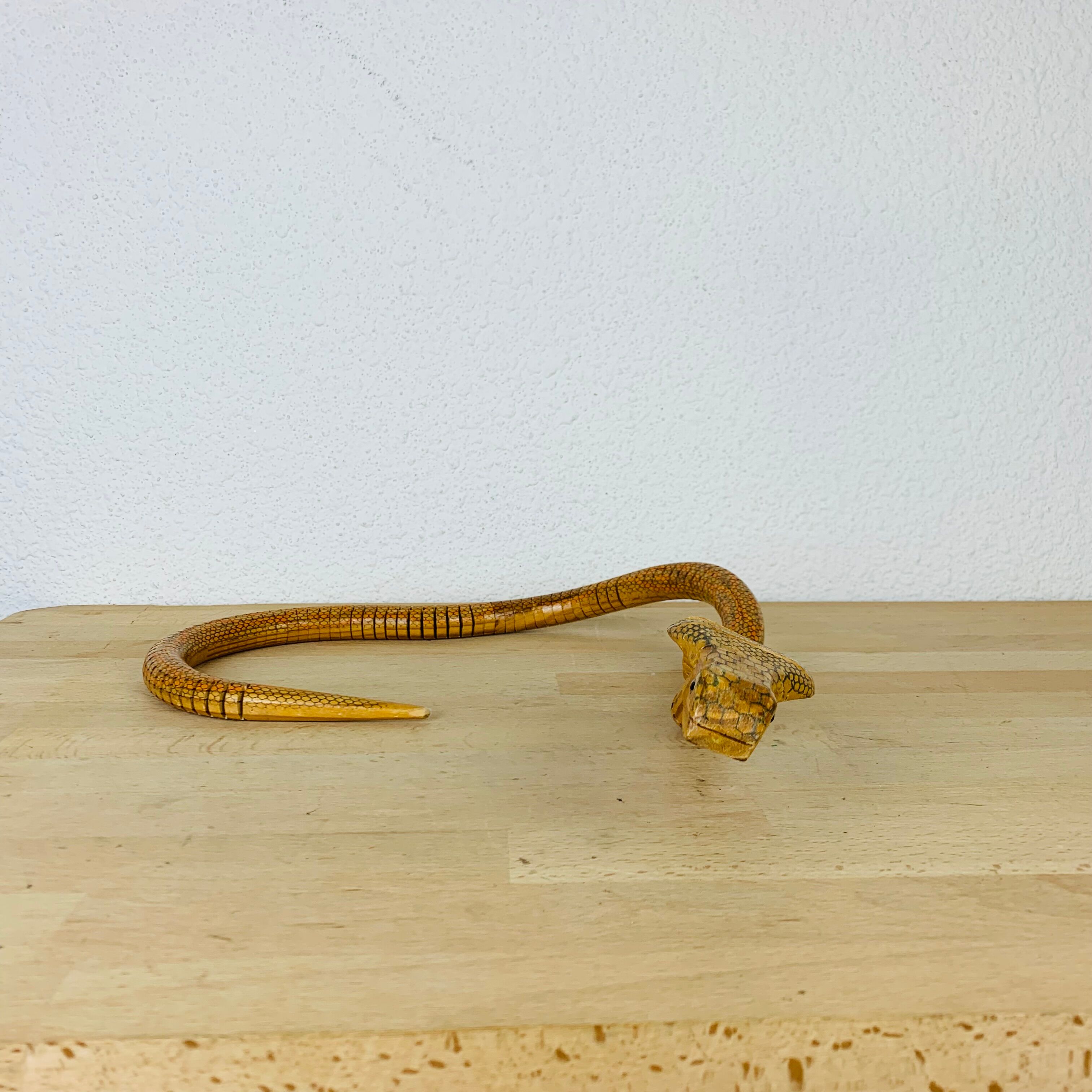 Jouet serpent articulé en bois vintage