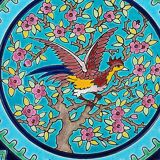 Plat en émaux de Longwy motif oiseau