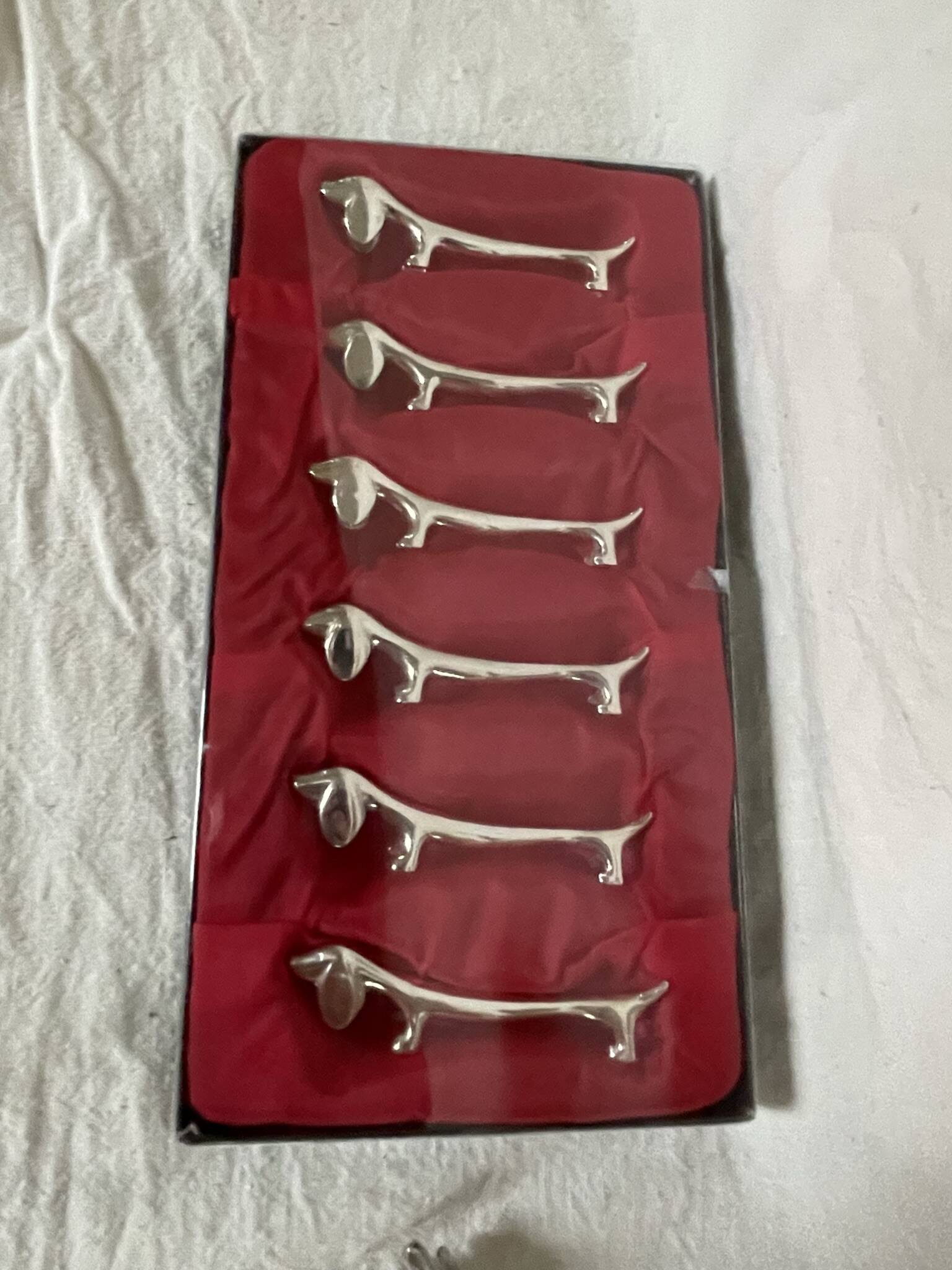 Silver dachshund knife holder