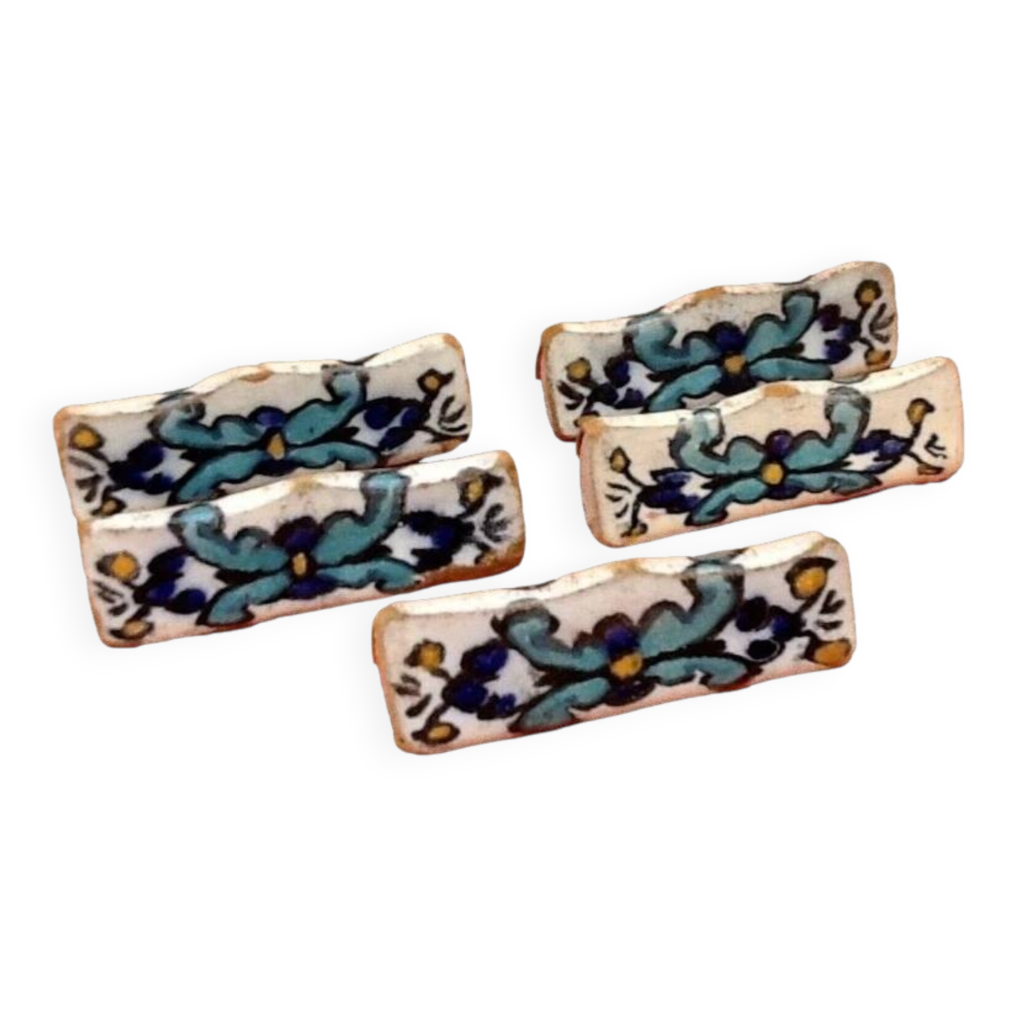 1920s-1940s 5 Tunisian Ceramic Knife Rests Nabeul