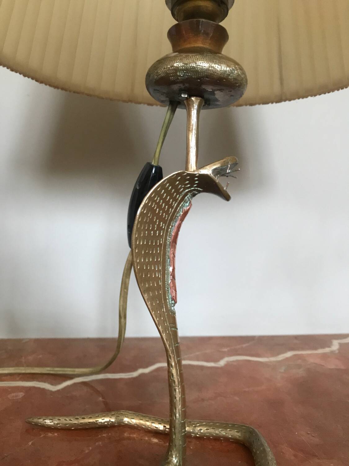 Magnificent pair of cobra bedside lamps