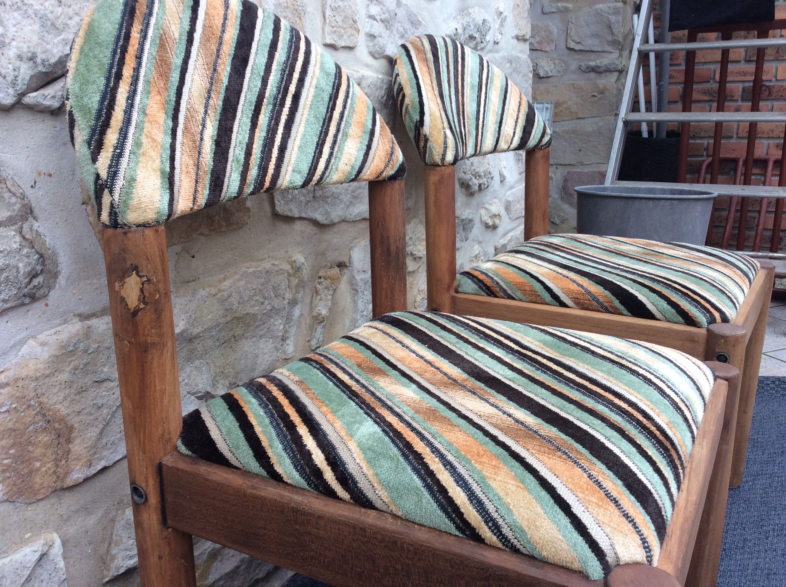 Paire chaises bois et tissu