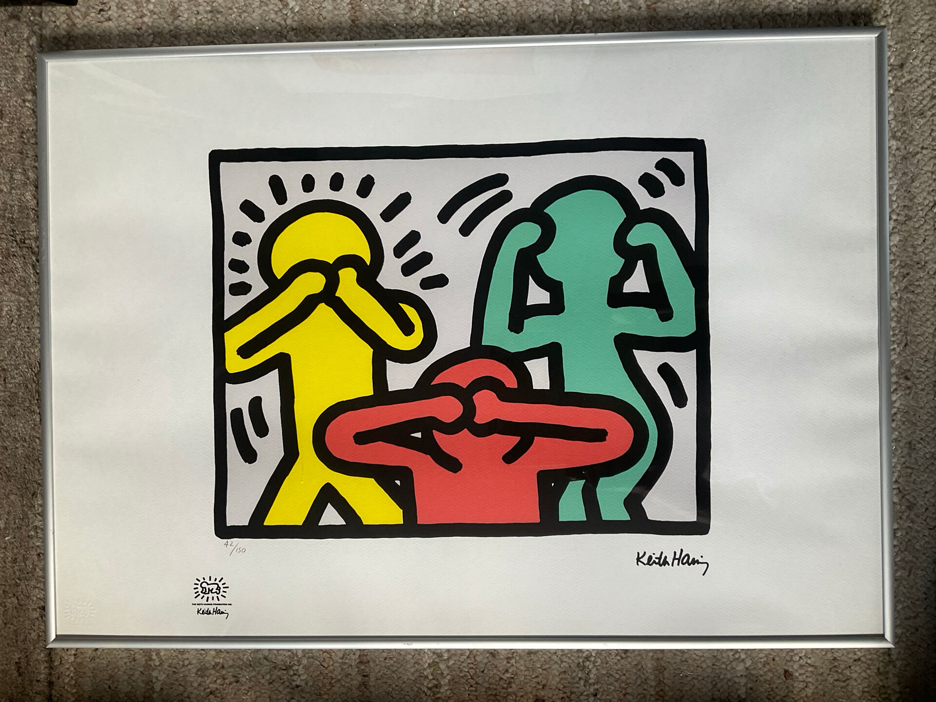 Numbered keith haring silkscreen with certificate.