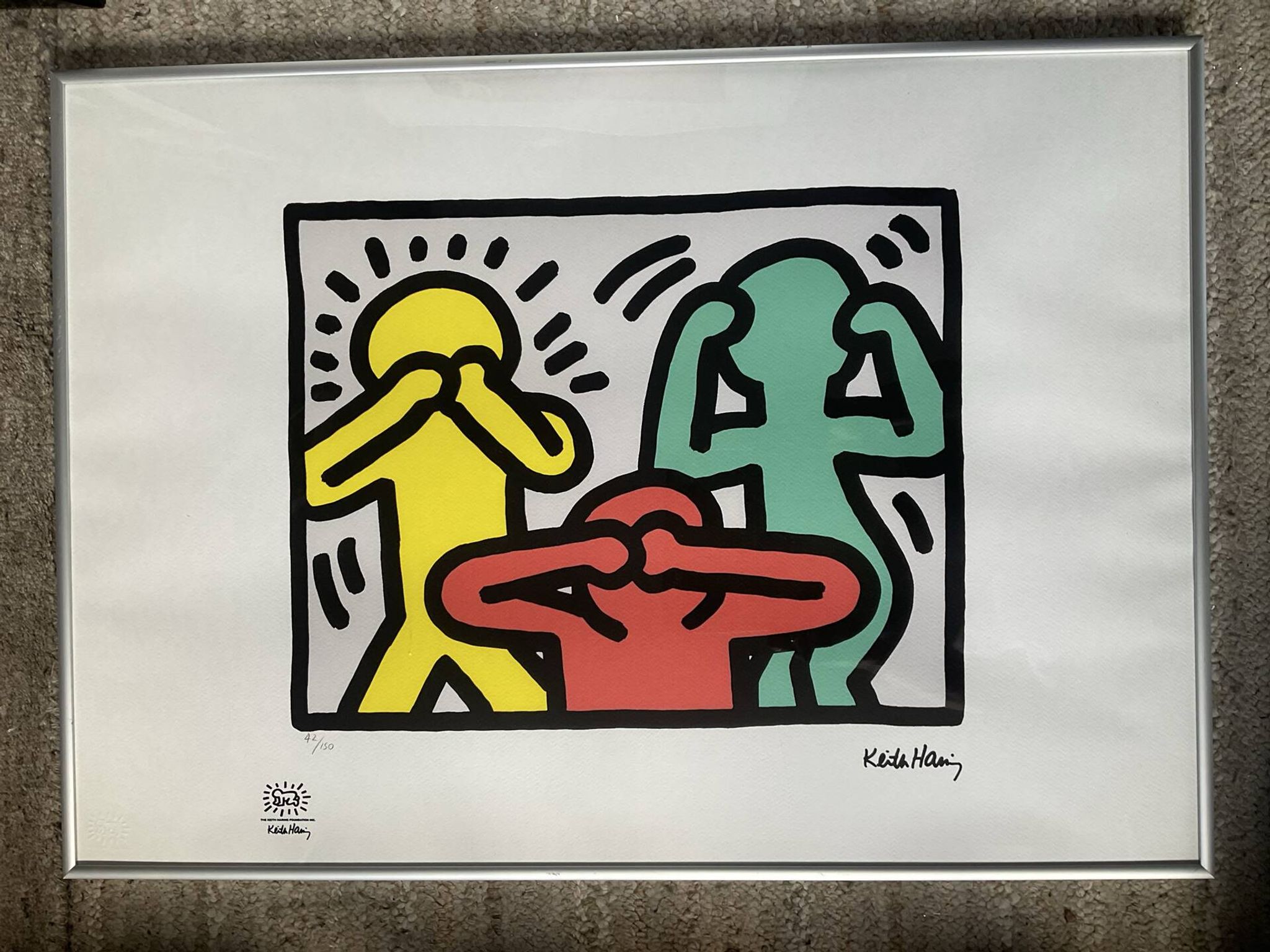 Numbered keith haring silkscreen with certificate.