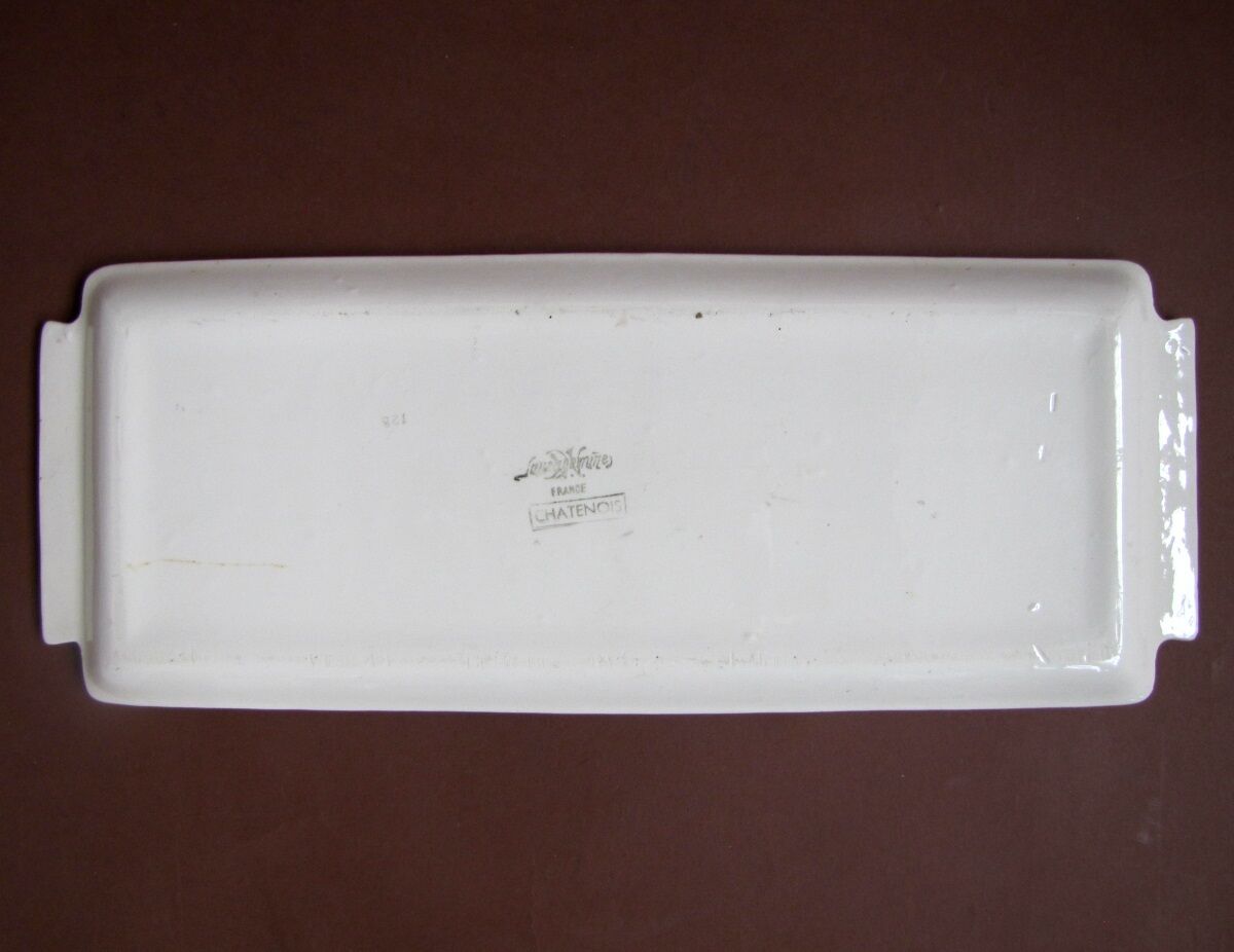 Rare cake dish service chatenois in earthenware of sarreguemines