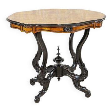 Table d'appoint en noyer ancien avec plateau en placage, années 1890