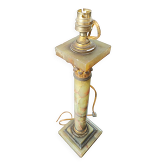 Empire column lamp in onyx and bronze