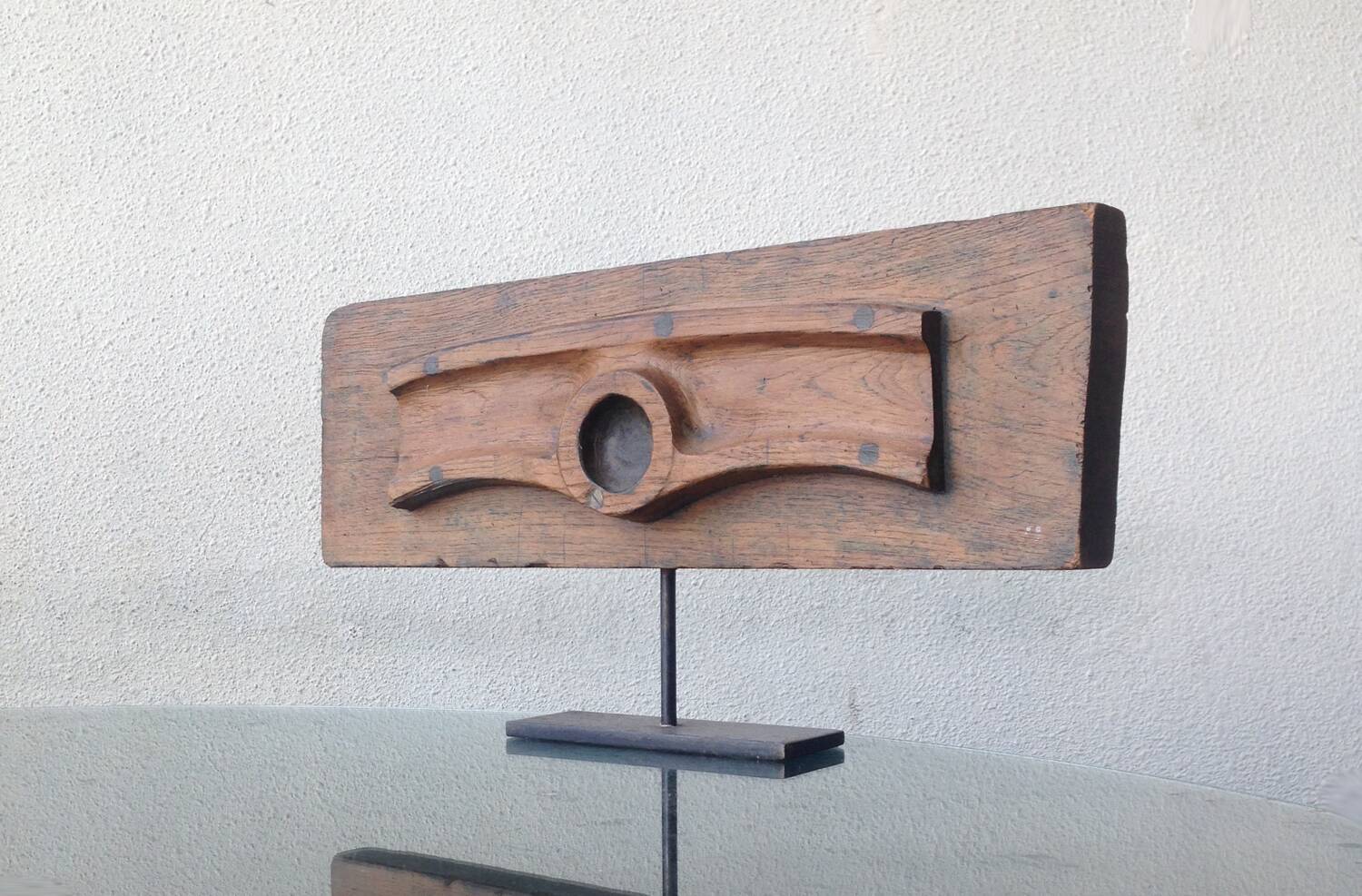 Sculpture Art Deco 1930 bois abstrait horizontale