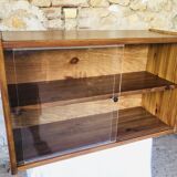 Vintage wall shelf with plexiglass sliding doors