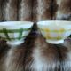 2 old model bowls tablecloth