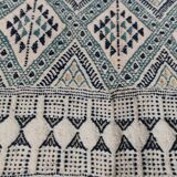 Handmade white blue and beige margoum rug