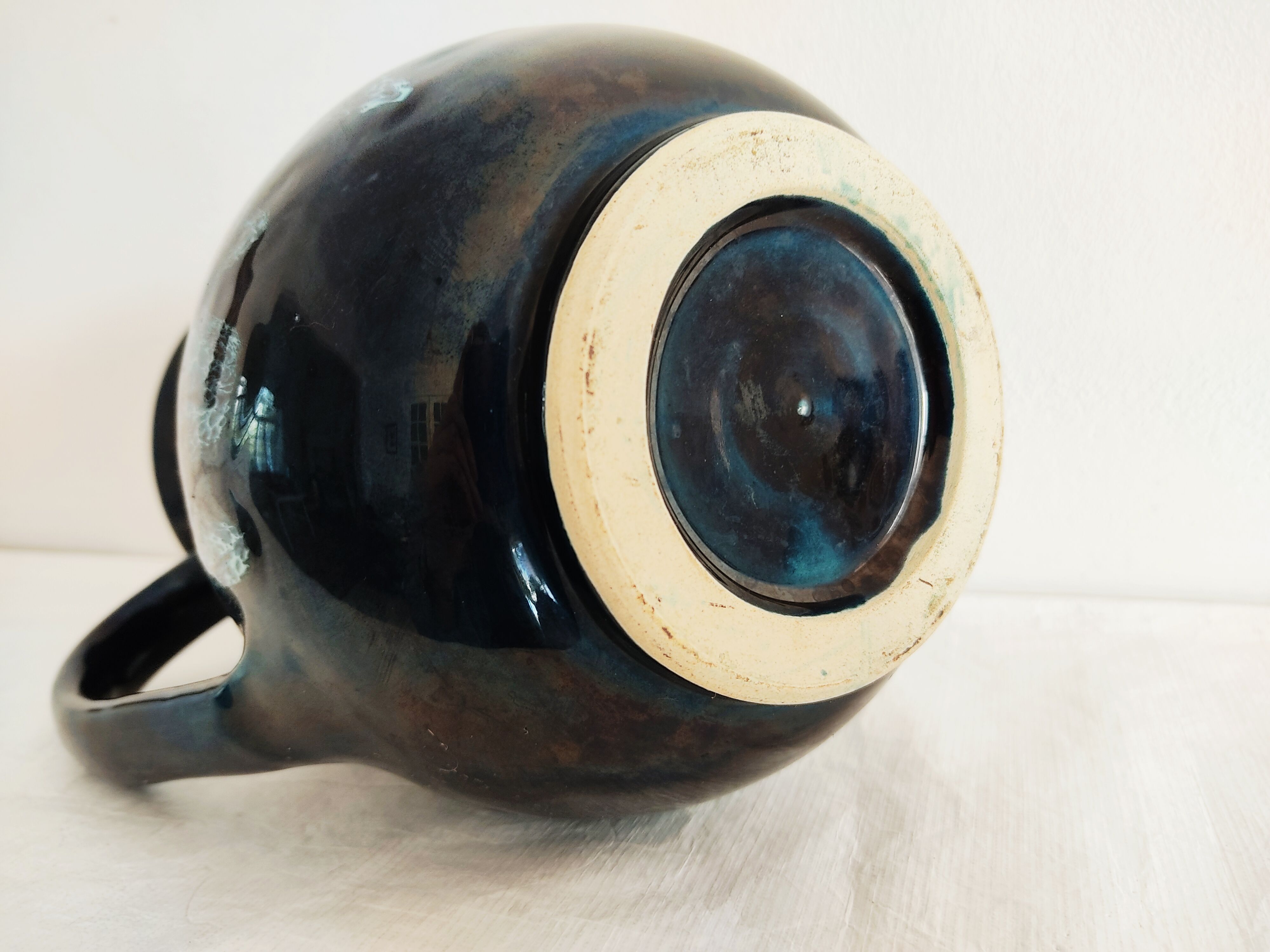 Blue ceramic vintage pitcher