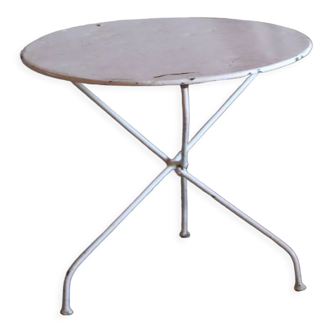 Table pliante de jardin en fer forgé blanche