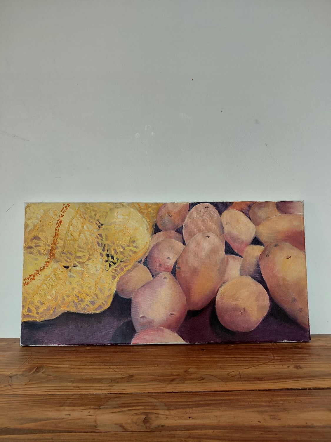 Contemporary Still Life - Basket of Potatoes - signed F. Leblon