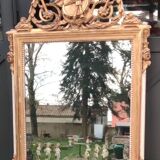 Old Large Golden Mirror With Louis XVI Style Pediment
