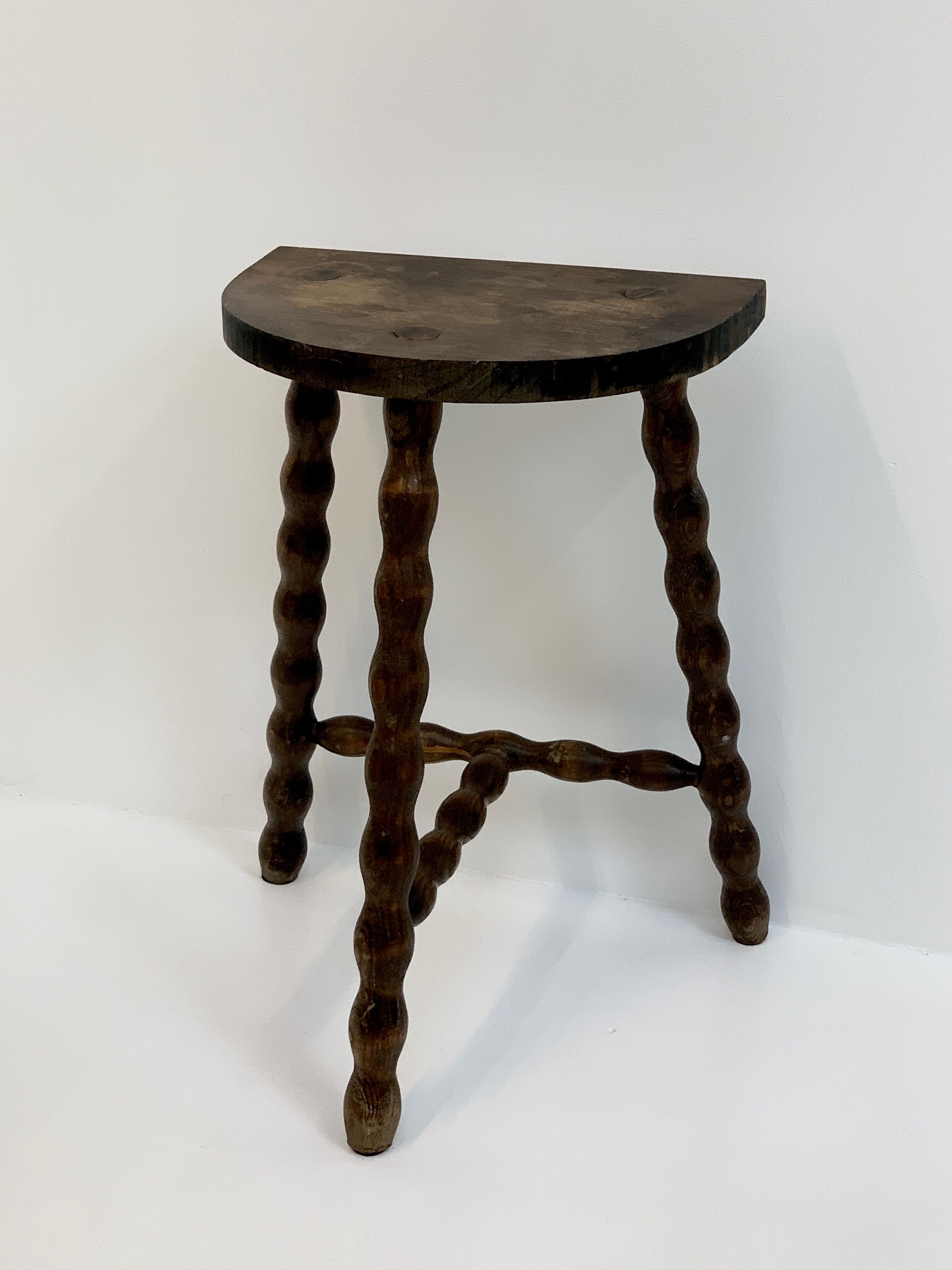 Turned wooden stool