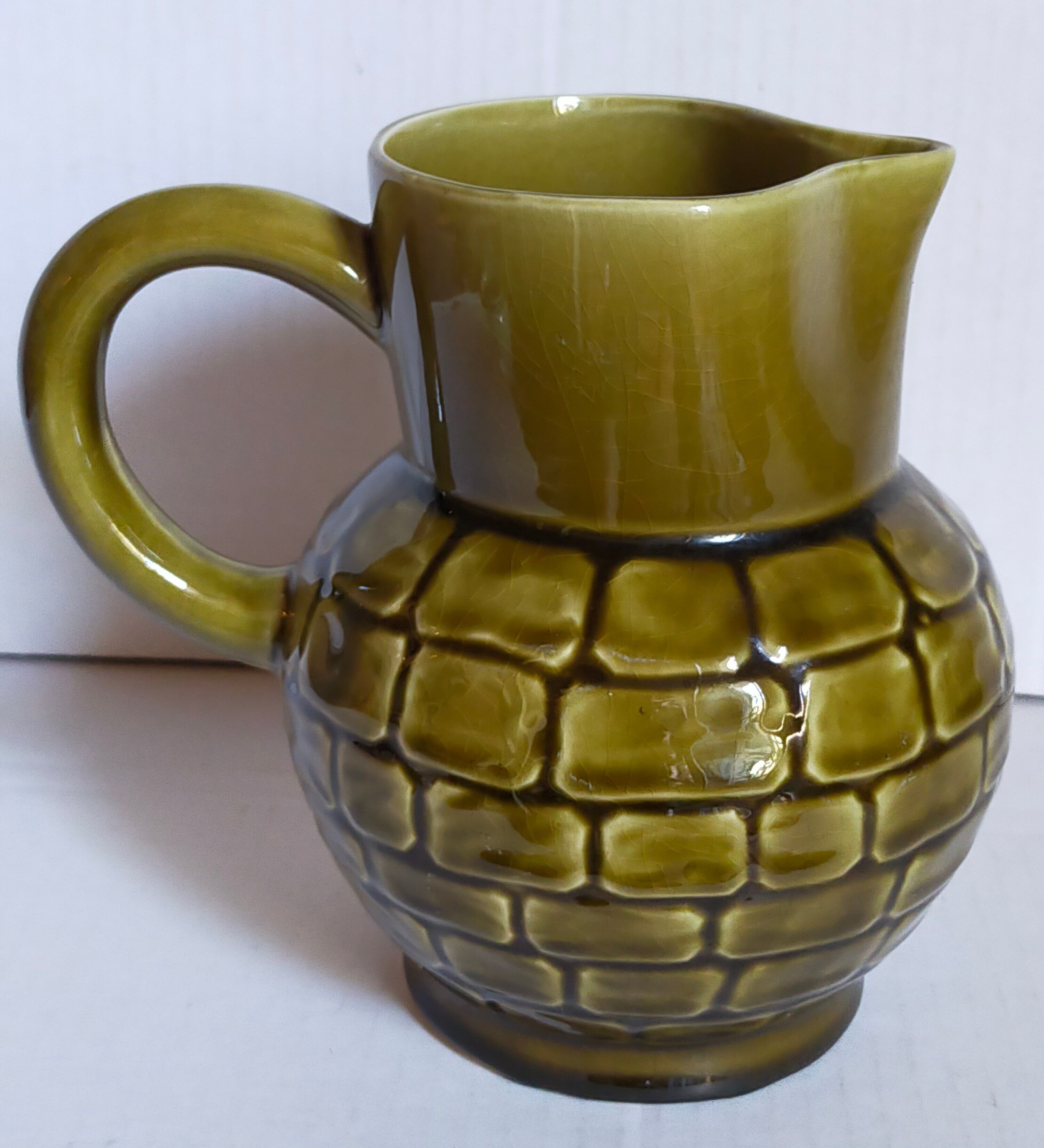 Bistro pitcher in vintage Sarreguemines earthenware