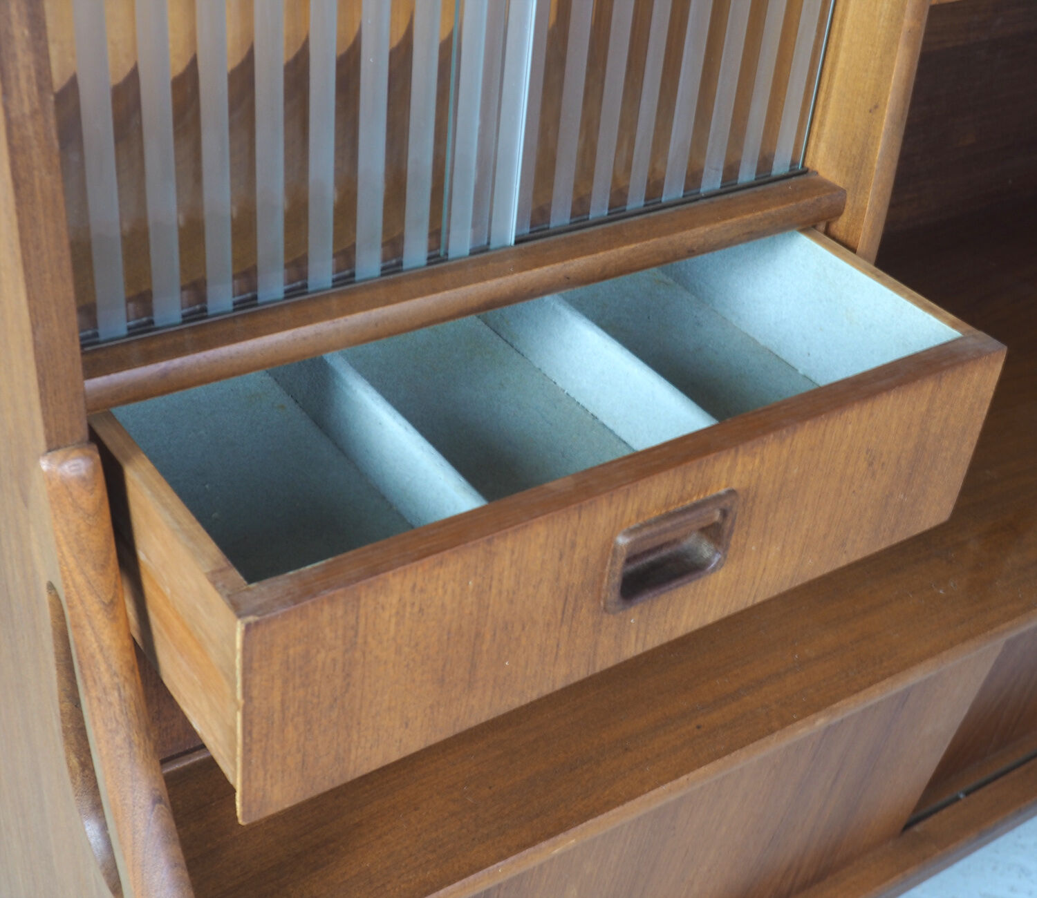 Vintage dutch teak buffet with showcase 1960