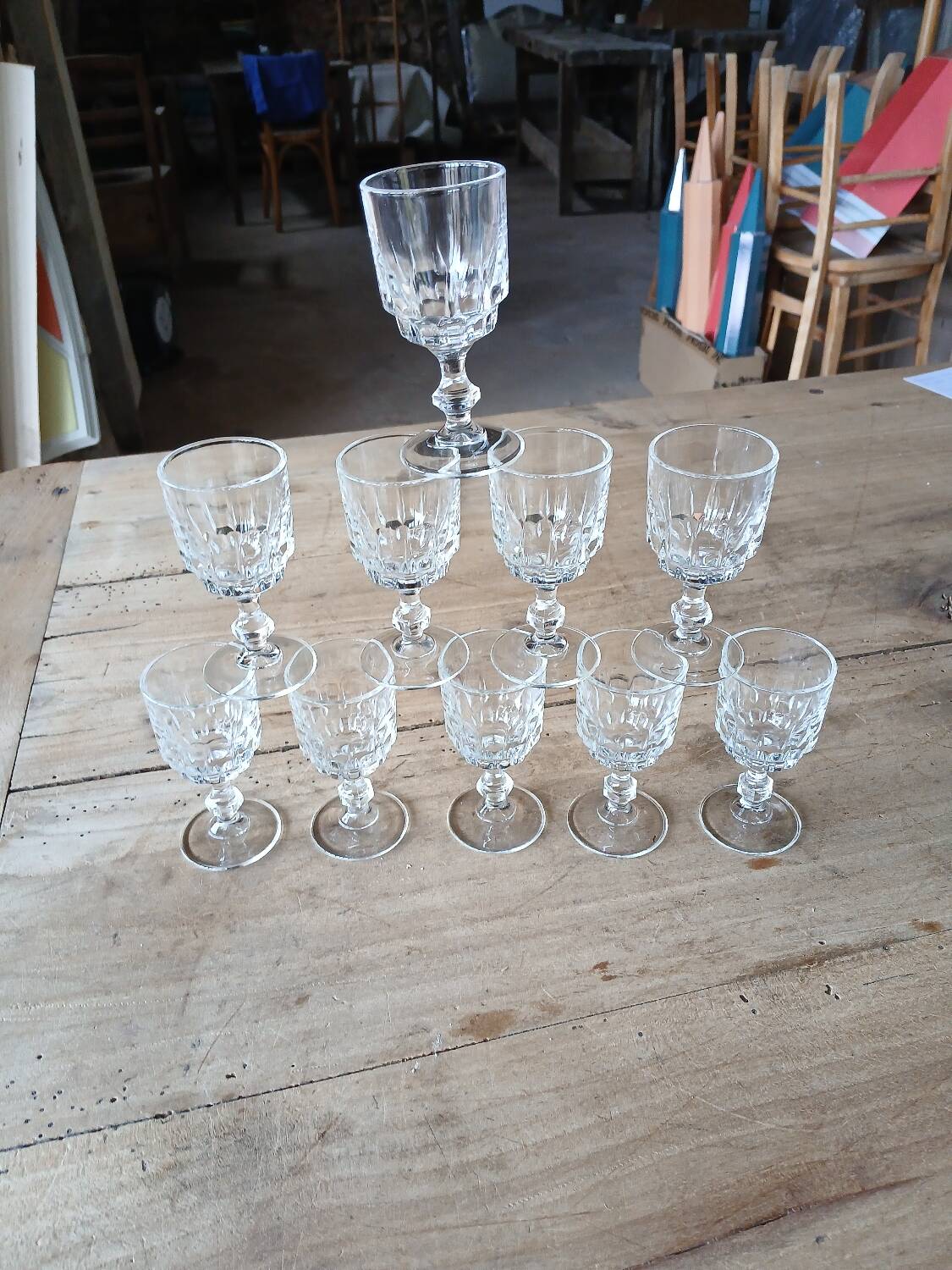 10 antique liqueur glasses