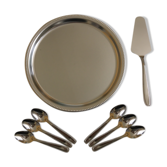 Presentation plate, cake shovel and 6 small spoons