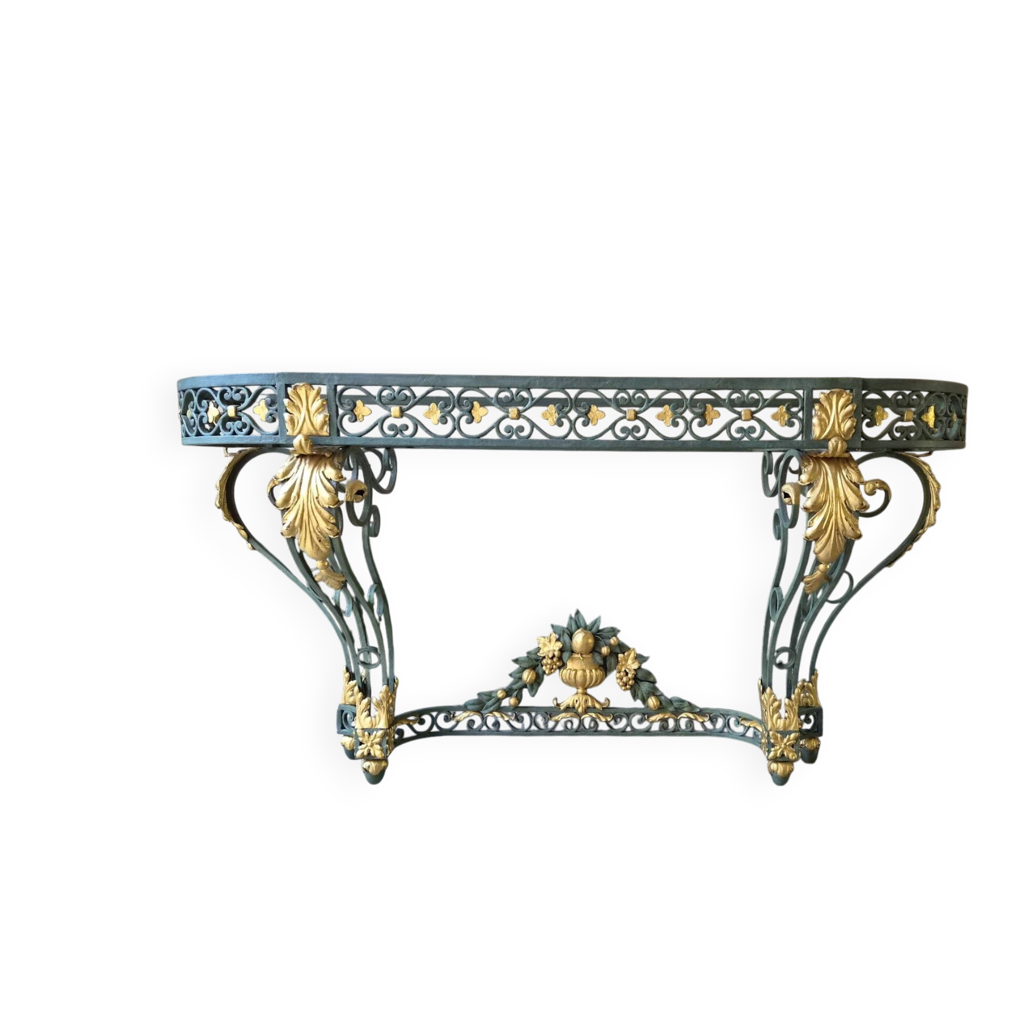 Wrought iron console in Louis XV style, 19th century.