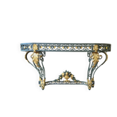 Wrought iron console in Louis XV style, 19th century.