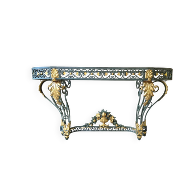 Wrought iron console in Louis XV style, 19th century.