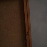 Mid-century pastel oil abstract painting, Danish artist, patinated wooden frame.