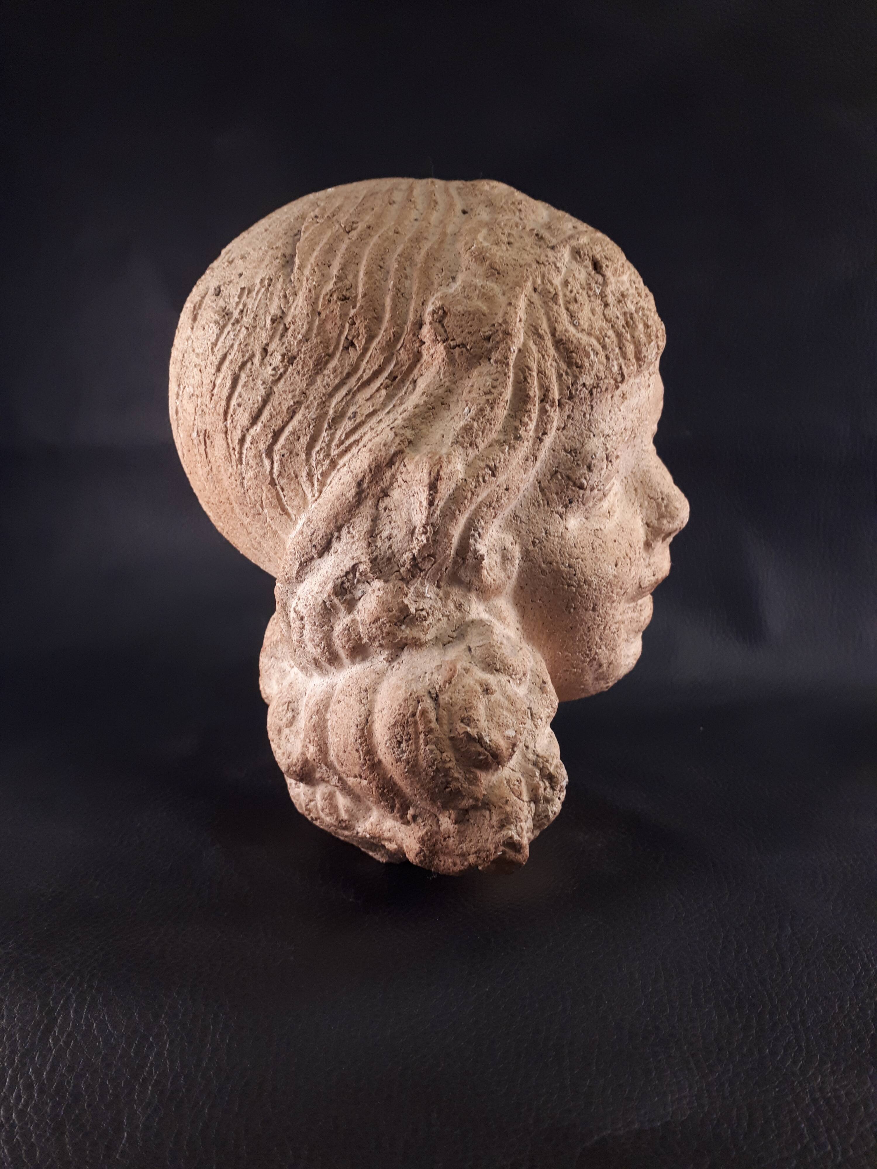 bust statuette sculpture terracotta style art deco 1930 little girl