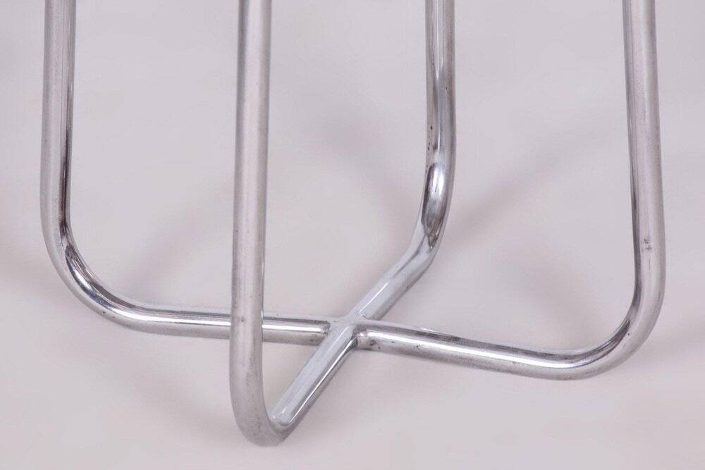 Bauhaus Stool in Chrome & Rattan attributed to Robert Slezák, Czech, 1930s