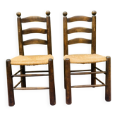 Paire de chaises bois et paillage