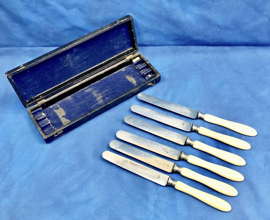 6 antique dessert cheese knives from the 19th century