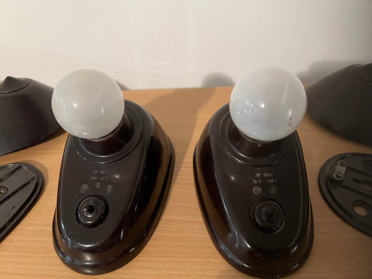 Pair of Bauhaus style Bakelite lamps/wall lights