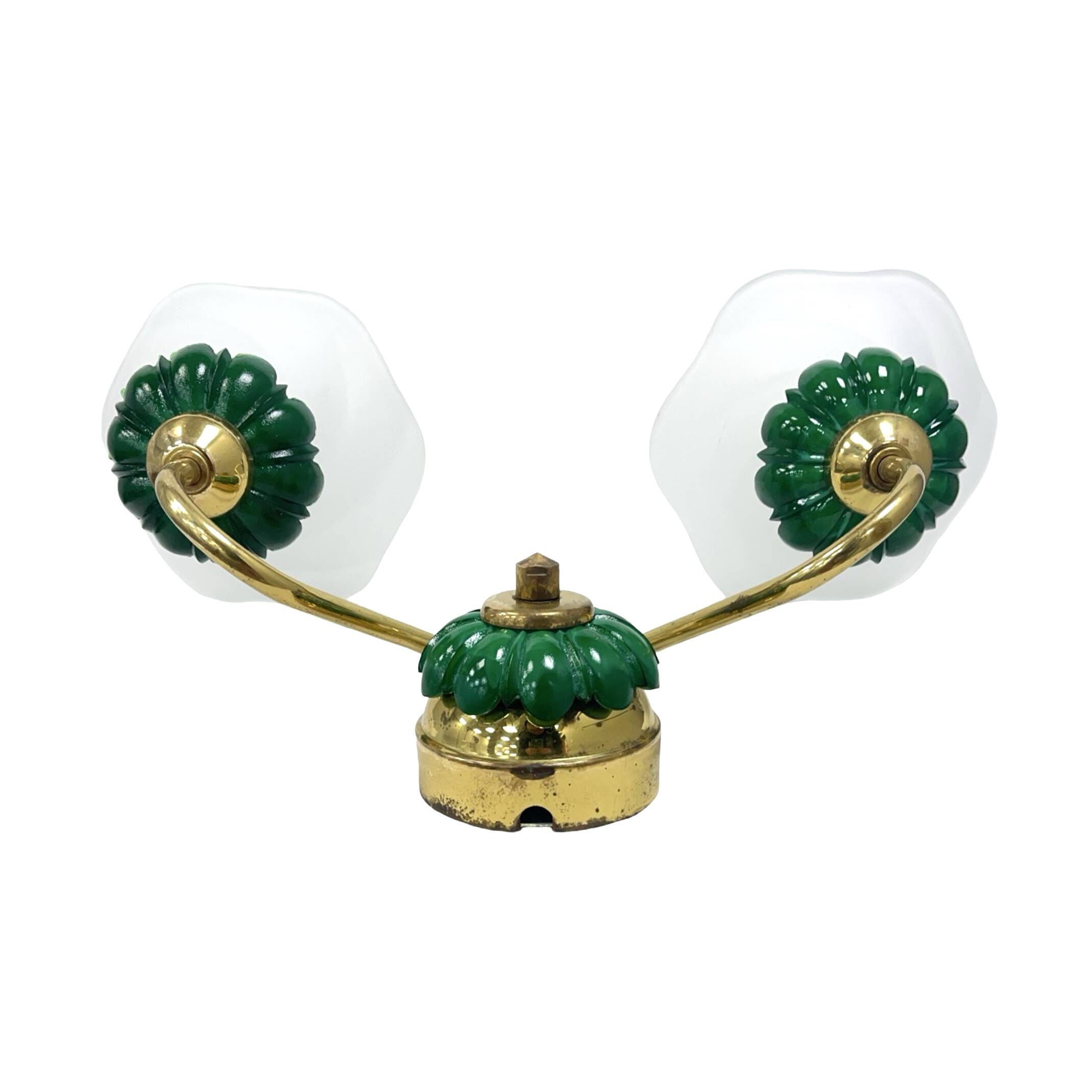 Preciosa double wall lamp | czechoslovakia 1980s | malachite glass | brass