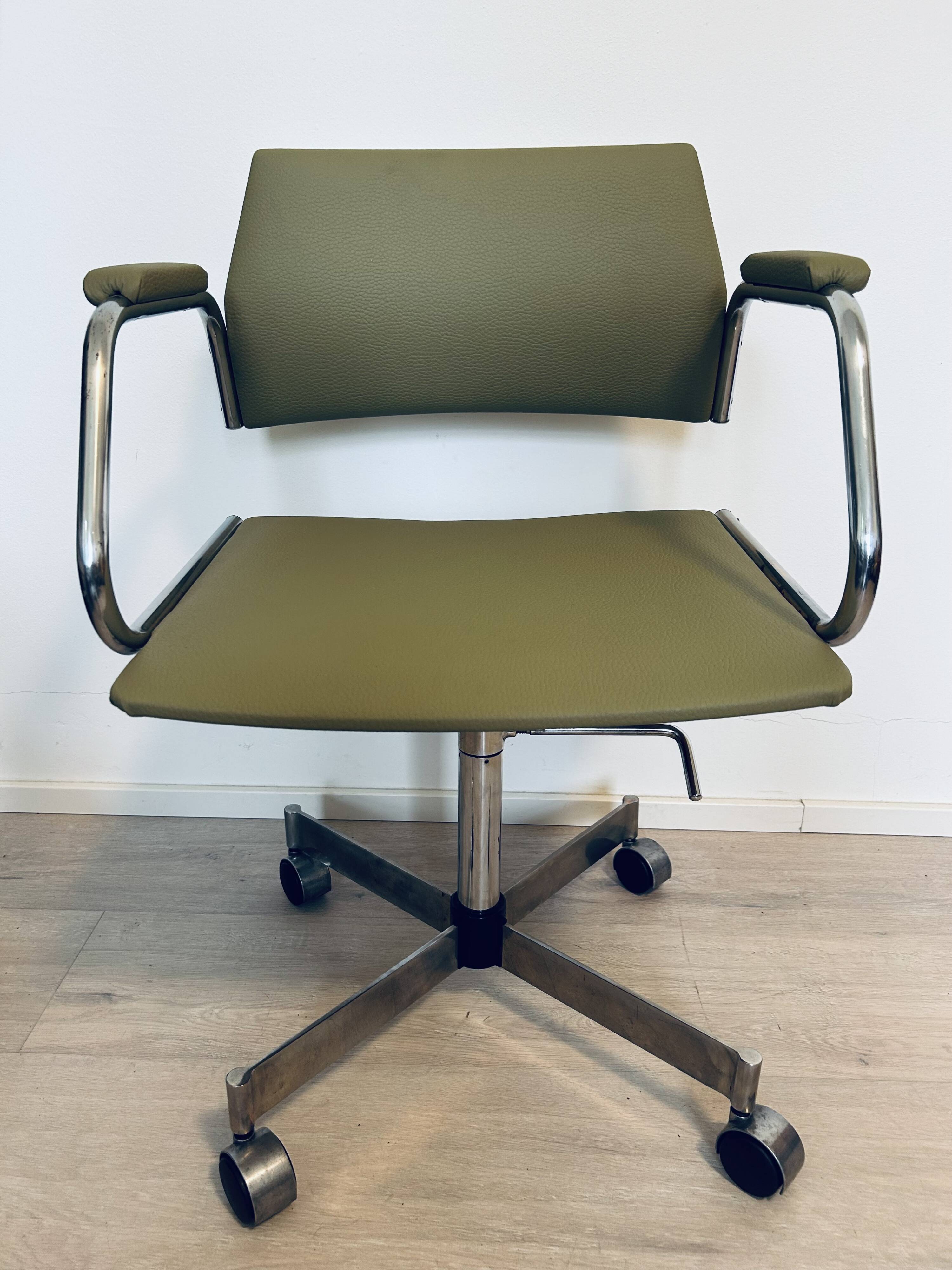 Vintage Light Olive Office Arm Chair by Kovona from Czechoslovakia 1970’s