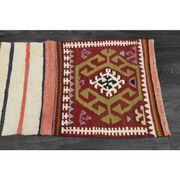1970s Vintage Turkish Handmade Wool & Cotton White Runner Rug 47x222