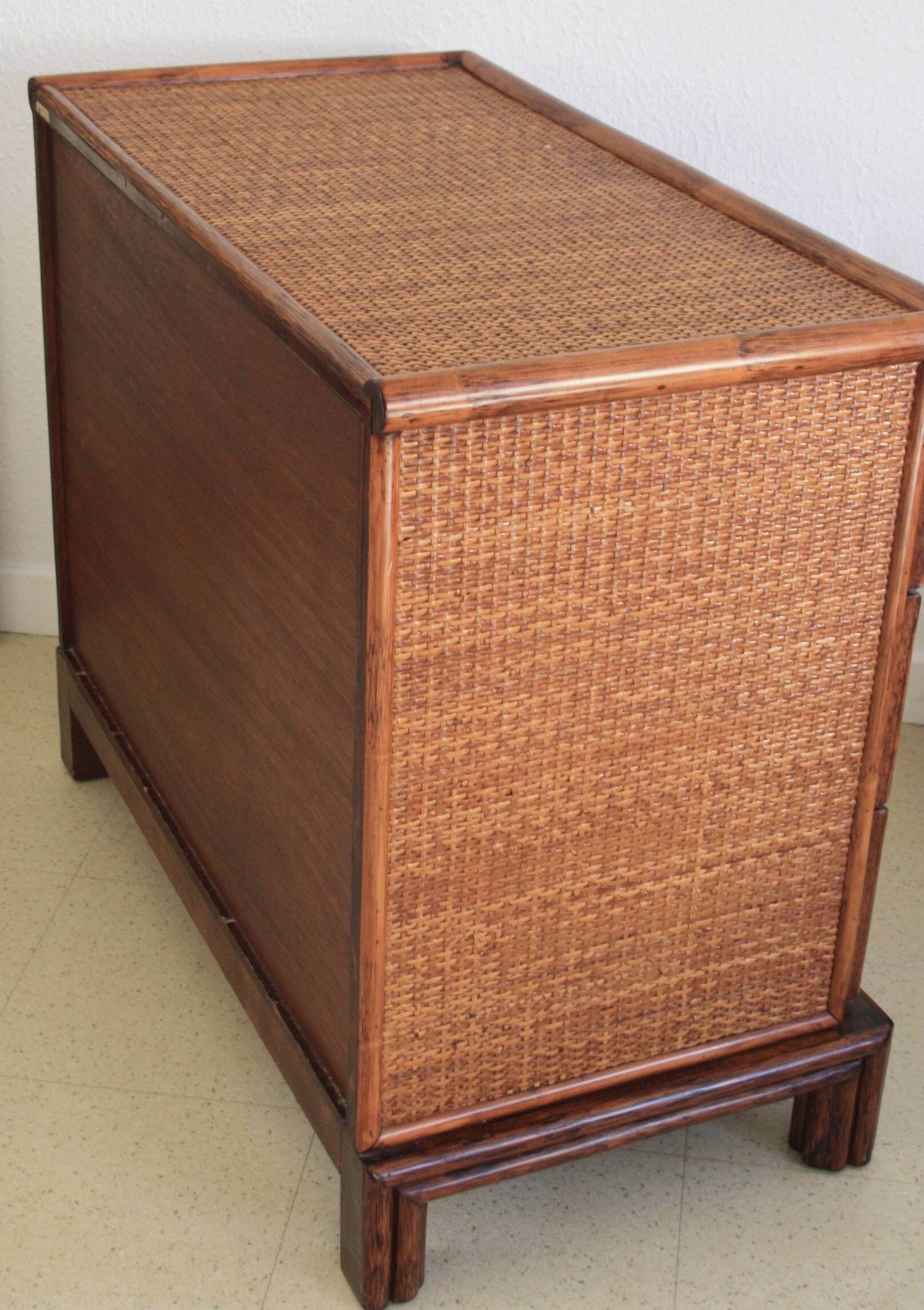 Roche Bobois commode published by Maugrion bamboo & rattan